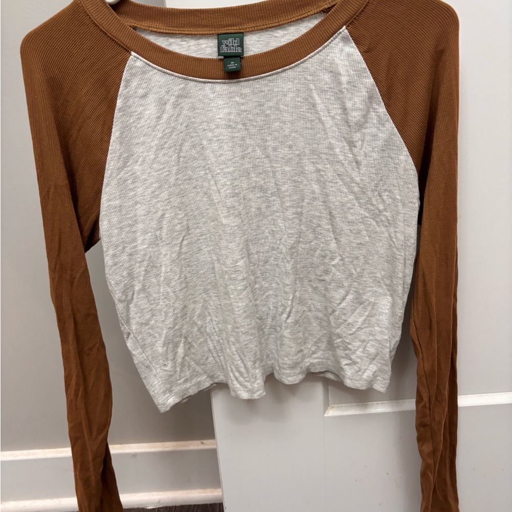 Wild Fable Brown and Gray Long Sleeve Tee